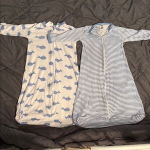 Blue and White Whale Print Kids Pajamas 3-9 months